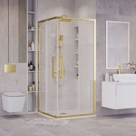 Душевой уголок Grossman Cosmo 300.K33.02.1010.32.00 100х100 стекло прозрачное профиль золото без поддона