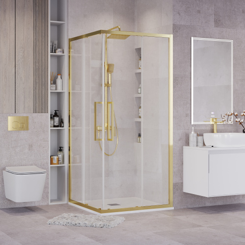 Душевой уголок Grossman Cosmo 300.K33.02.8080.32.00 80х80 стекло прозрачное профиль золото матовое - фото 3