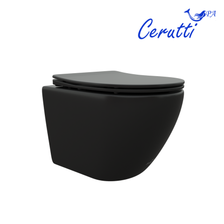 Унитаз подвесной Cerutti SPA CT8918 черный с сиденьем микролифт безободковый каскадный смыв