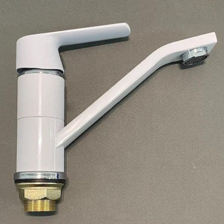 Смеситель для кухни Haiba HB804 HB45804-2 на мойку белый/хром