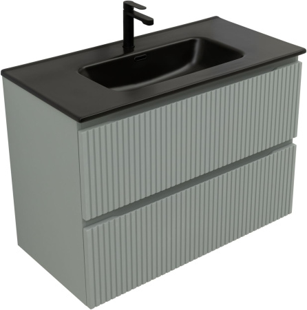 Тумба под раковину Aquanet Джейн (Flat) 00335435 90х46х64 подвесная цвет зеленый/серый