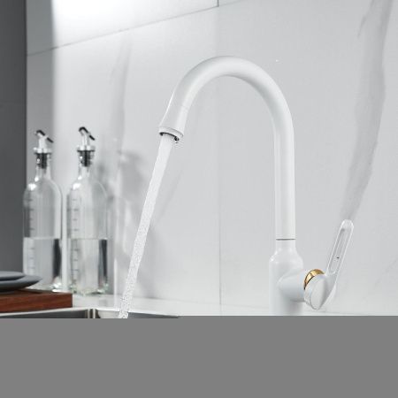 Смеситель для кухни Raffine F103C на мойку белый