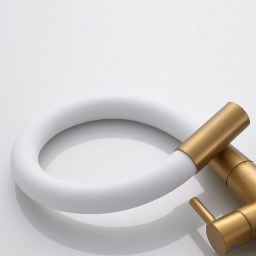 Смеситель для кухни Shevanik S668G на мойку белый/золотой сатин - фото 5