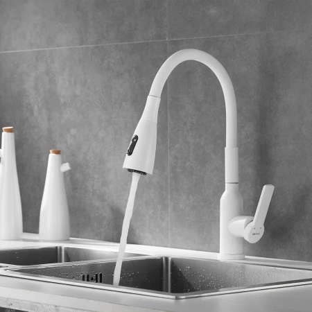 Смеситель для кухни Shevanik S843C-1 на мойку белый