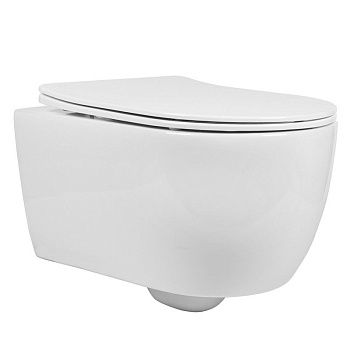 Унитаз подвесной Bond Oval F10-10 белый с сиденьем микролифт безободковый душевой смыв