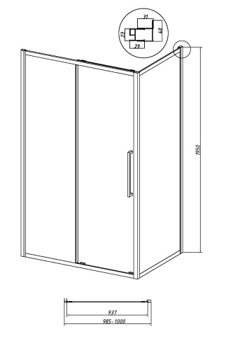 Душевая дверь Grossman Cosmo 200.K33.02.100.10.00 100х195 стекло шиншилла профиль хром глянцевый - фото 5