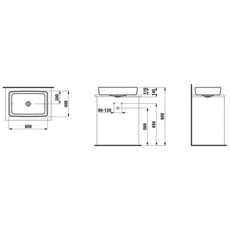 Раковина керамическая Laufen Pro 8.1695.2.000.112.1 60х40 накладная цвет белый без отверстий под смеситель
