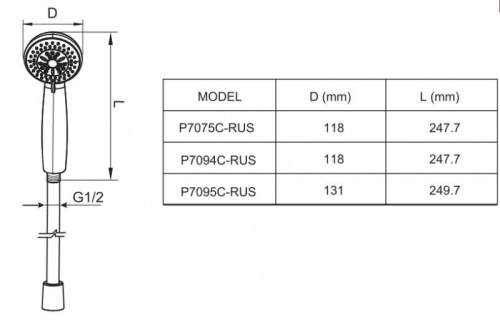 Ручной душ Bravat Line P7075C-RUS хром - фото 2
