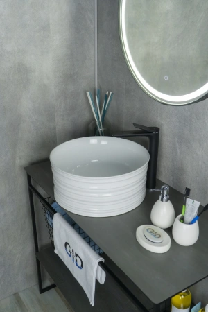 Раковина керамическая Gid Esfera 51174 40х40 накладная цвет белый без отверстий под смеситель