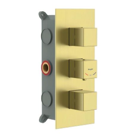 Смеситель для ванны и душа Raglo R02 R02.263.03 встраиваемый в стену золото с термостатом