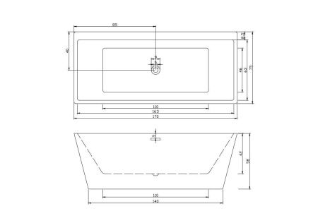 Ванна акриловая Cerutti SPA CT9344 170х75 отдельностоящая прямоугольная с ножками