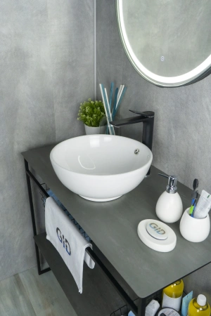 Раковина керамическая Gid Esfera 51102 40х40 накладная цвет белый без отверстий под смеситель