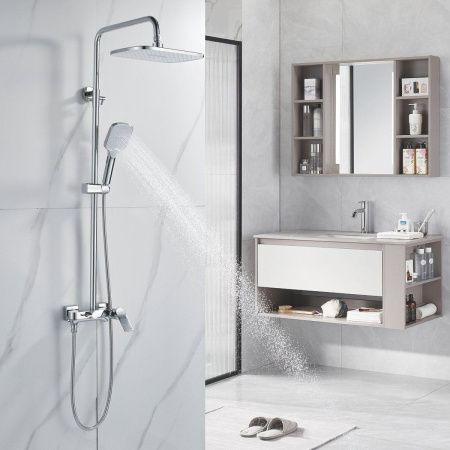 Душевая стойка Shevanik S4136 настенная цвет хром