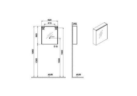 Зеркало-шкаф Vitra Core 66909 60х70 подвесной цвет черный