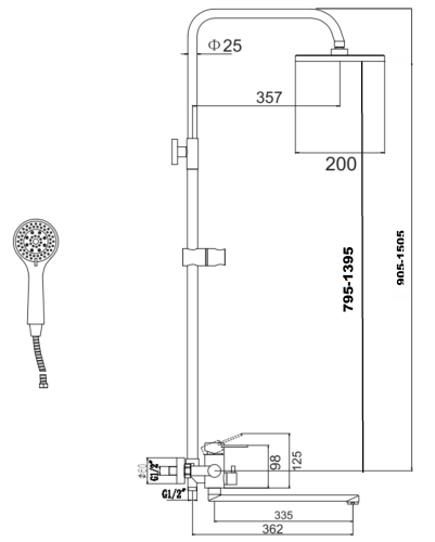 Душевая стойка Fmark FS8345-35 настенная цвет сатин - фото 3