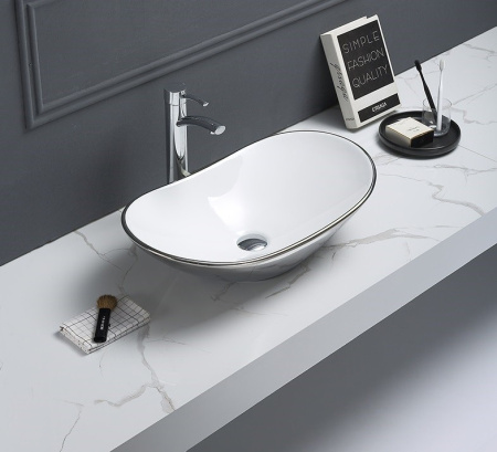 Раковина из санфаянса CeramaLux 7811ASW 62х36 накладная цвет белый