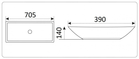 Раковина из санфаянса CeramaLux 9122 71х39 накладная цвет белый 1 отверстие под смеситель