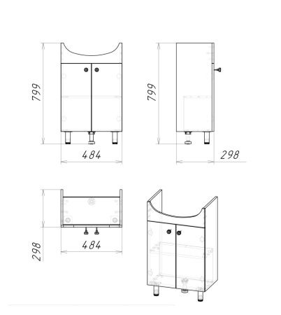 Тумба под раковину Grossman КРИТ-ЭКО 105005 50х30 напольная цвет белый