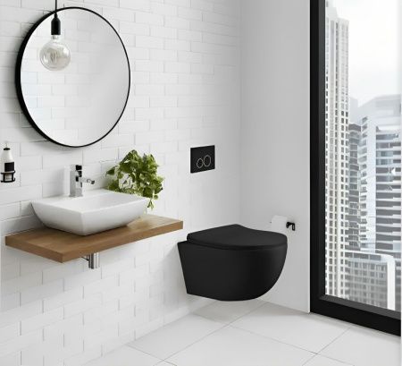 Унитаз подвесной Cerutti SPA CT10017 черный с сиденьем микролифт безободковый каскадный смыв