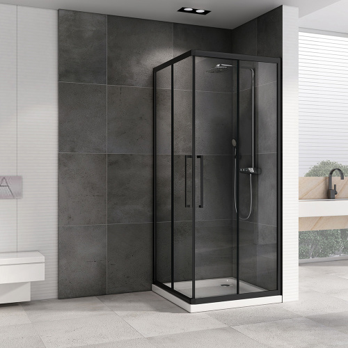 Душевой уголок Abber Schwarzer Diamant AG02100BH 100х100 стекло прозрачное профиль черный без поддона - фото 2