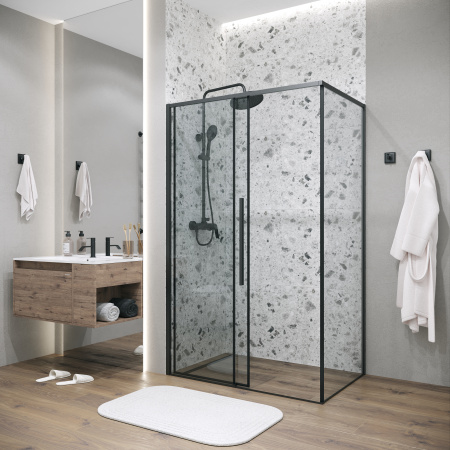 Боковая стенка Grossman Galaxy 200.K33.01.100.21.00 100x195 стекло прозрачное профиль черный матовый