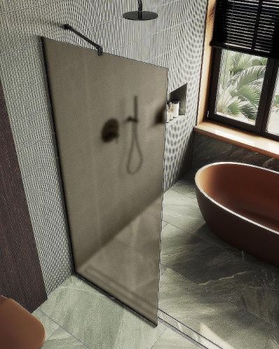 Душевая перегородка Maybah Glass MGD-697-2у 80х195 стекло тонированное профиль бронза - фото 4