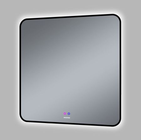 Зеркало с подсветкой и антизапотевателем Grossman ELEGANS-норма BLACK 1780802 80х80 подвесное