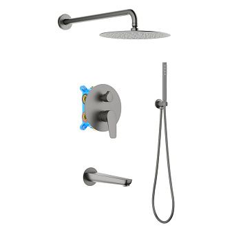 Душевая система Aquatek Бетта AQ1173BGM встраиваемая в стену цвет вороненая сталь