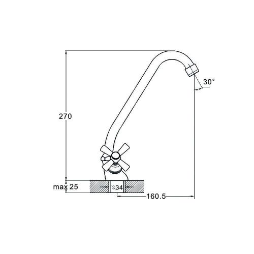 Смеситель для кухни G.Lauf QMT QMT4-A722 на столешницу хром - фото 3