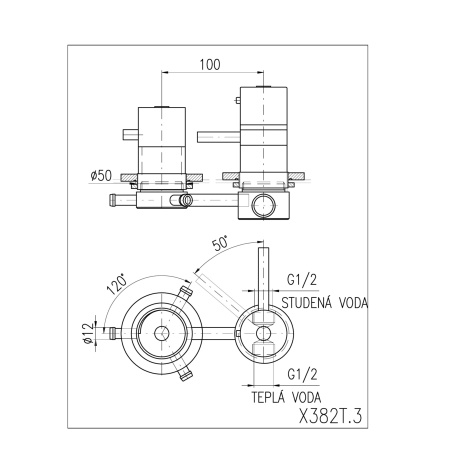 Смеситель для душа RavSlezak X382T встраиваемый в стену хром