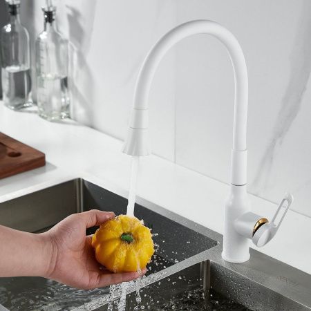 Смеситель для кухни Raffine F303C-1 на мойку белый