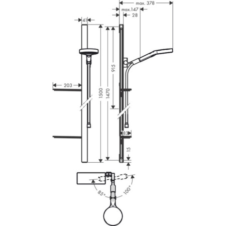 Душевой гарнитур Hansgrohe Rainfinity 27674000 настенный хром