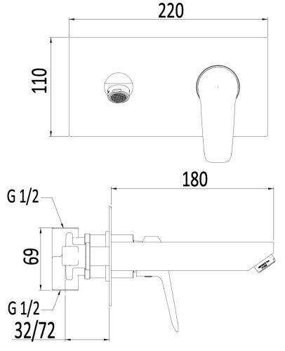 Смеситель для раковины Mariani Essenza B00565ES встраиваемый в стену хром - фото 2