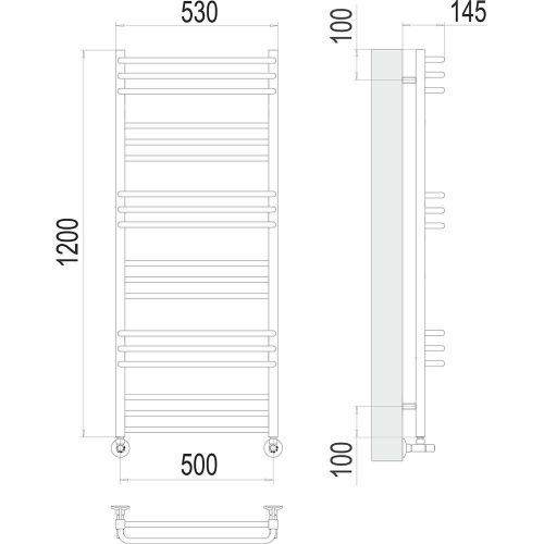 Полотенцесушитель водяной Terminus 4670078530851 55х120 хром - фото 3