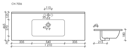 Раковина Ceramica Nova ELEMENT 121 см CN7006 накладная цвет белый - фото 4