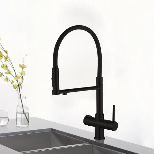 Смеситель для кухни Rose R758H на мойку черный - фото 4