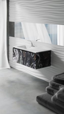 Раковина из искусственного камня S-Stone Salini Onda 1402206MN 200х70 накладная цвет белый