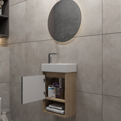 Тумба под раковину Teymi Nura T60536 36х18х48 подвесная цвет дуб/графит - фото 5