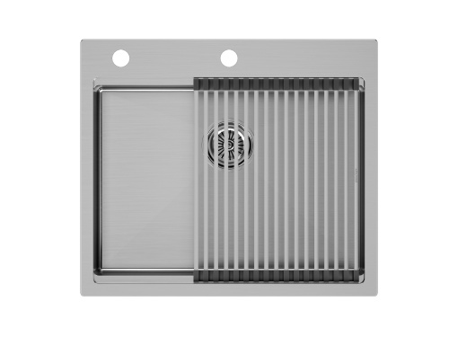 Мойка кухонная Paulmark PM705951-BS+R405-BS 59х51 брашированная нержавеющая сталь