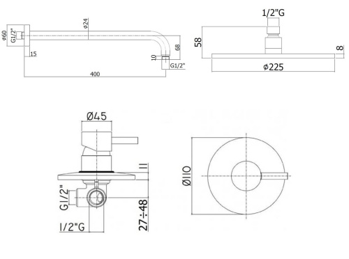 Душевая система Paffoni Light KITLIG011NO встраиваемая в стену - фото 4