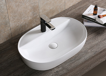 Раковина из сантехнического фарфора Cerutti SPA CR0076 50х38 накладная цвет белый 1 отверстие под смеситель