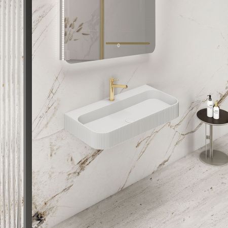 Раковина из искусственного камня Vincea VWB-6SG90MW 90х50 подвесная цвет белый 1 отверстие под смеситель