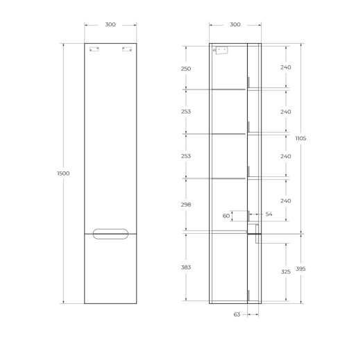 Тумба под раковину BelBagno Etna-M ETNA-M-1500-2A-SO-BL-R 80х39х50 - фото 2