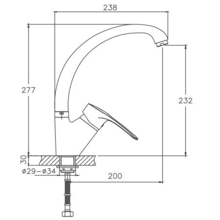Смеситель для кухни Cron CN77318 на мойку хром