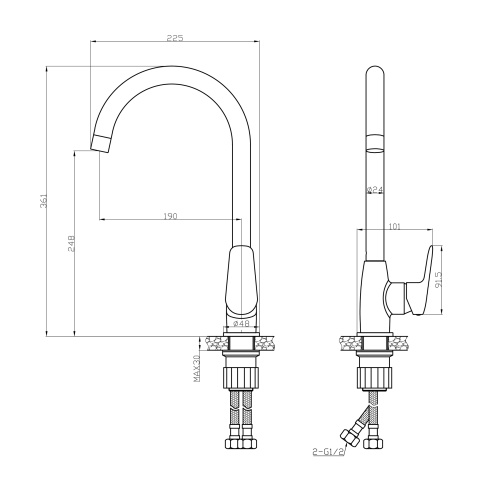 Смеситель для кухни Tokito HAPPO TOK-HAP-1013 на раковину хром - фото 2