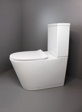 Унитаз напольный с бачком Creo Сeramique CREO COMBO CR1002R белый безободковый с сиденьем с микролифт каскадный смыв