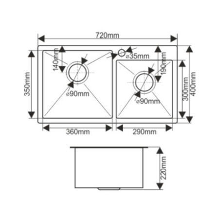Кухонная мойка Melana ProfLine S7240HB графит 70х40 цвет хром поверхность полированная