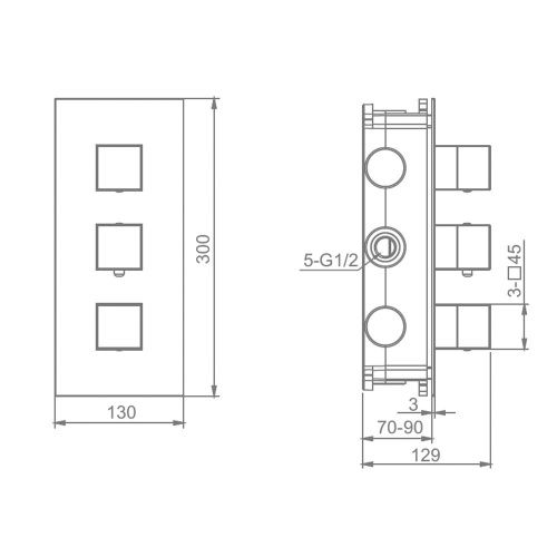 Смеситель для ванны и душа Raglo R02 R02.263.09 встраиваемый в стену графит с термостатом - фото 3