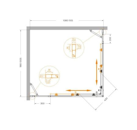 Душевой уголок Cezares MOLVENO MOLVENO-AH-22-110/100-C-Cr-IV 110х100 стекло прозрачное профиль хром без поддона