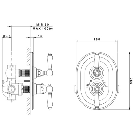 Смеситель для душа Nicolazzi Termostatico 4909BZ69 встраиваемый в стену бронза (внешняя часть) с термостатом